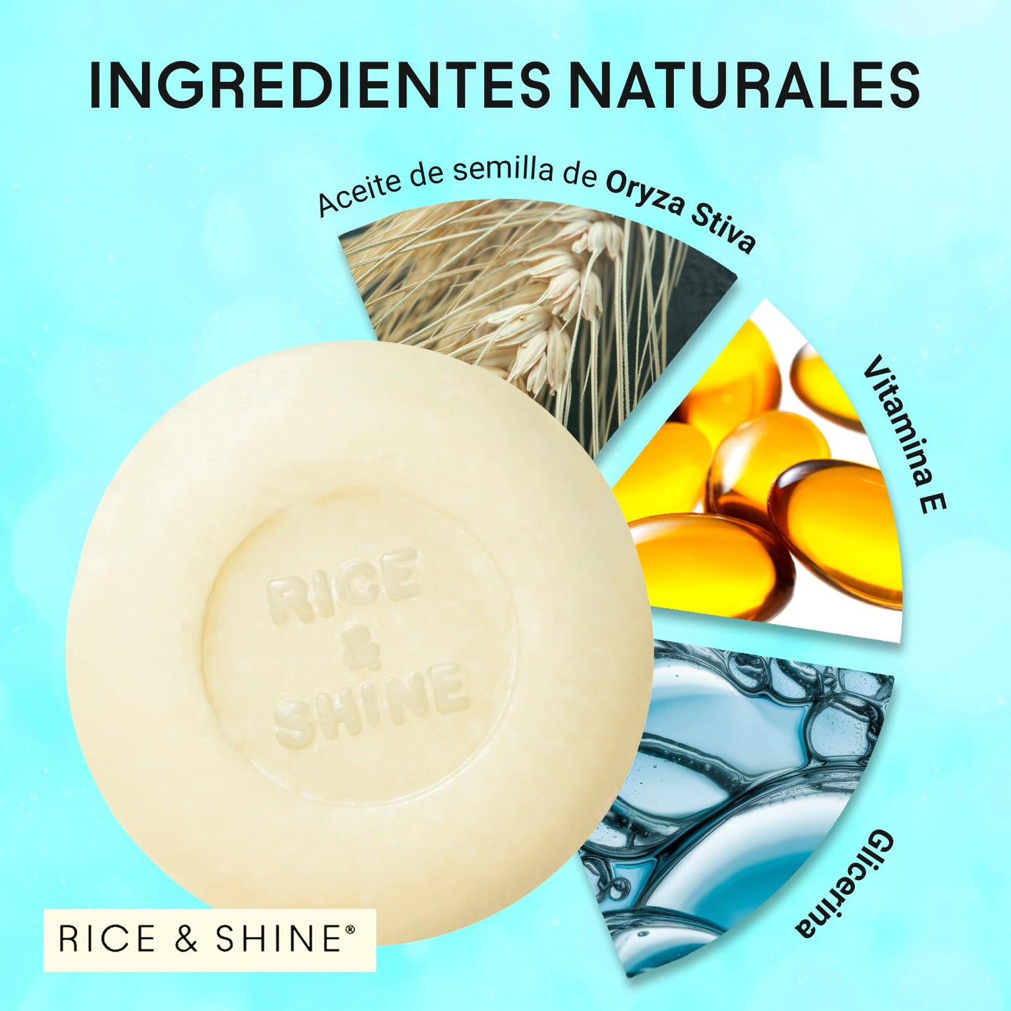 RICE & SHINE | Jabón Facial Natural con Aceite de Germen de Arroz - Vitamina E | Skin Care Limpieza Profunda e Hidratación | Reductor de Acné
