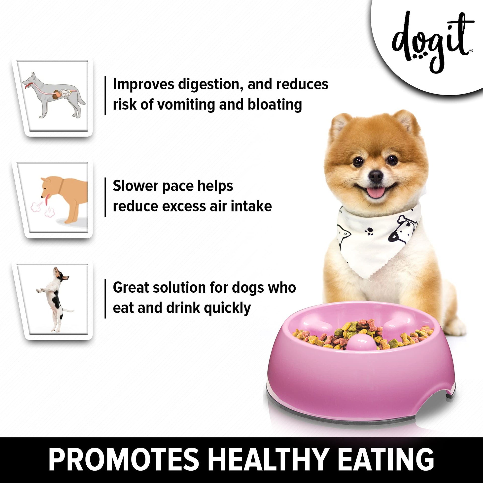 Comedero Lento Dogit Rosa XS Anti-Gulping para Perros