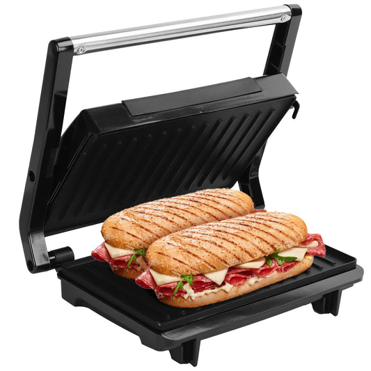 Aigostar Sandwichera Electrica, prensa de panini de doble cara, 750W, Recubrimiento Antiadherente, Con luz indicadora y fácil de limpiar.