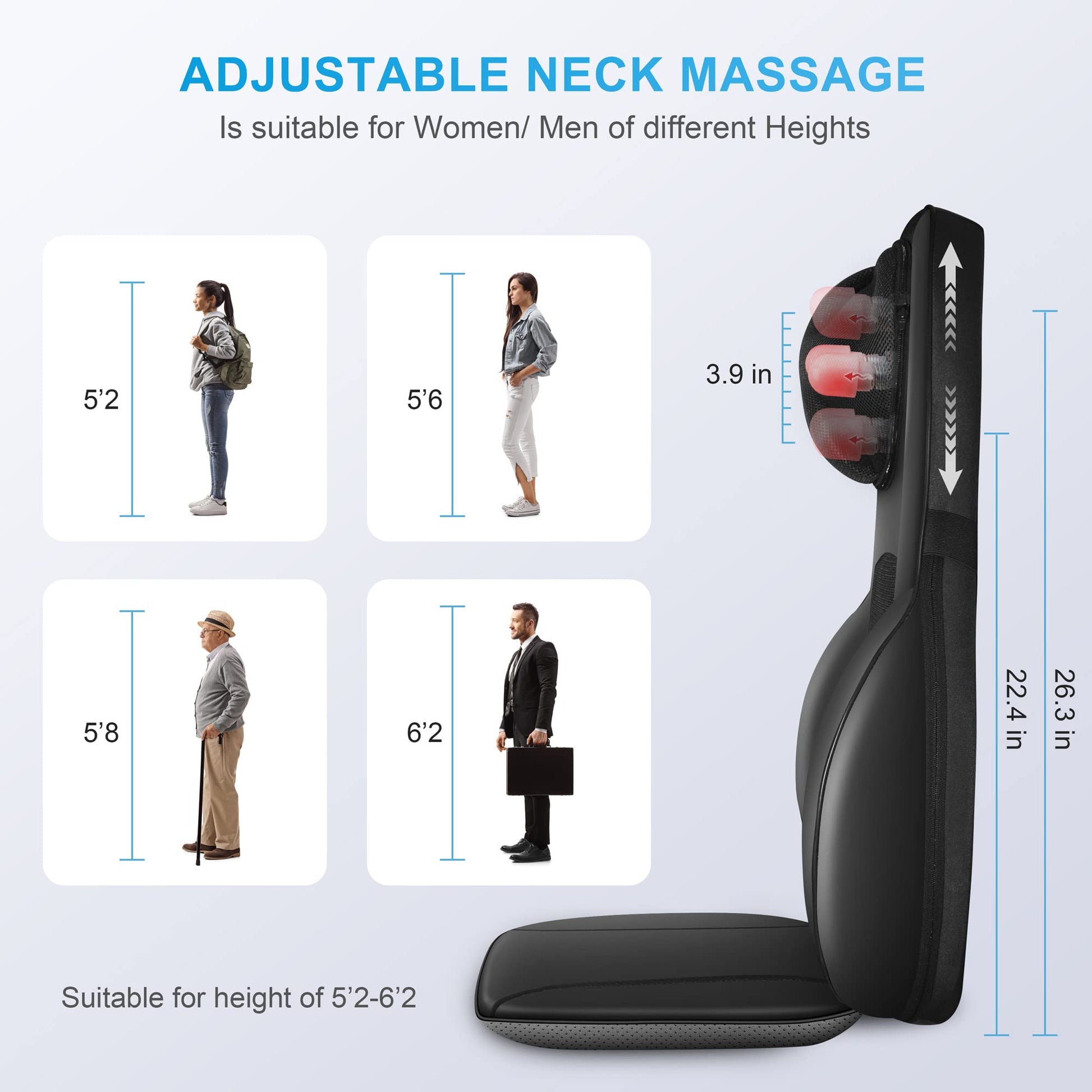COMFIER Masajeador De Espalda Shiatsu Con Calor, Acolchado Profundo Y Almohadilla Para Silla De Masaje Rodante, Masajeador De Silla Para Uso Doméstico En La Oficina, Regalo Para Papá, Mamá