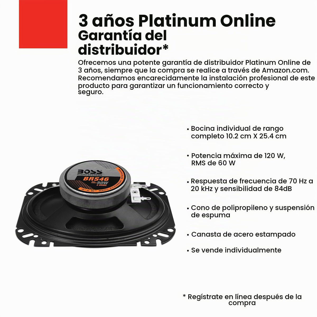 Bocinas Coaxiales Boss Audio BRS46 50-Watt Auto Reemplazo 4" x 6"