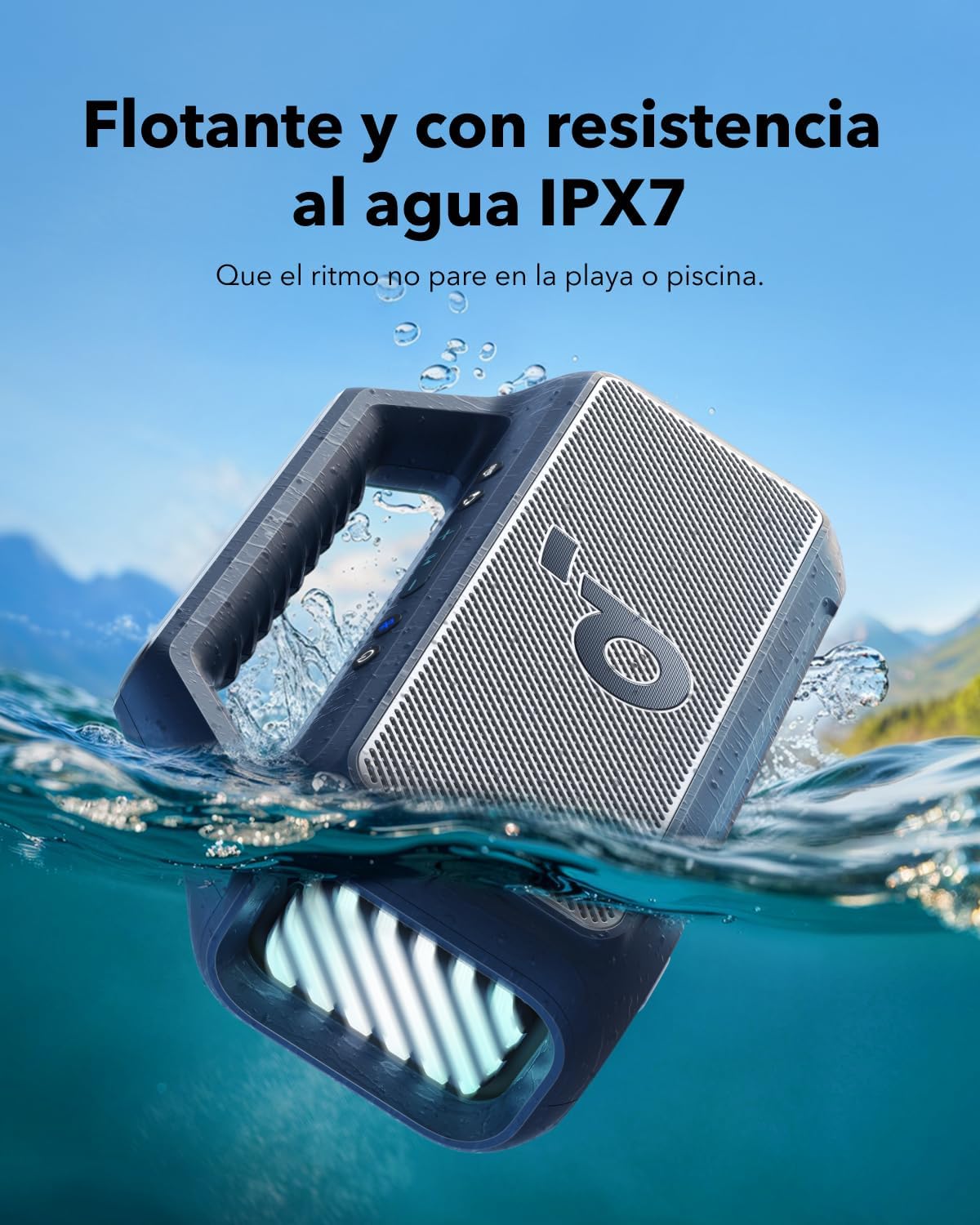 Soundcore by Anker Boom 2 Bocina Bluetooth Portatil, 24h de Reproducción, Potencia 80W RMS con BassUp, Sincroniza +100 Altavoces, IPX7 Flotante, Altavoz Inalámbrico, Party Box