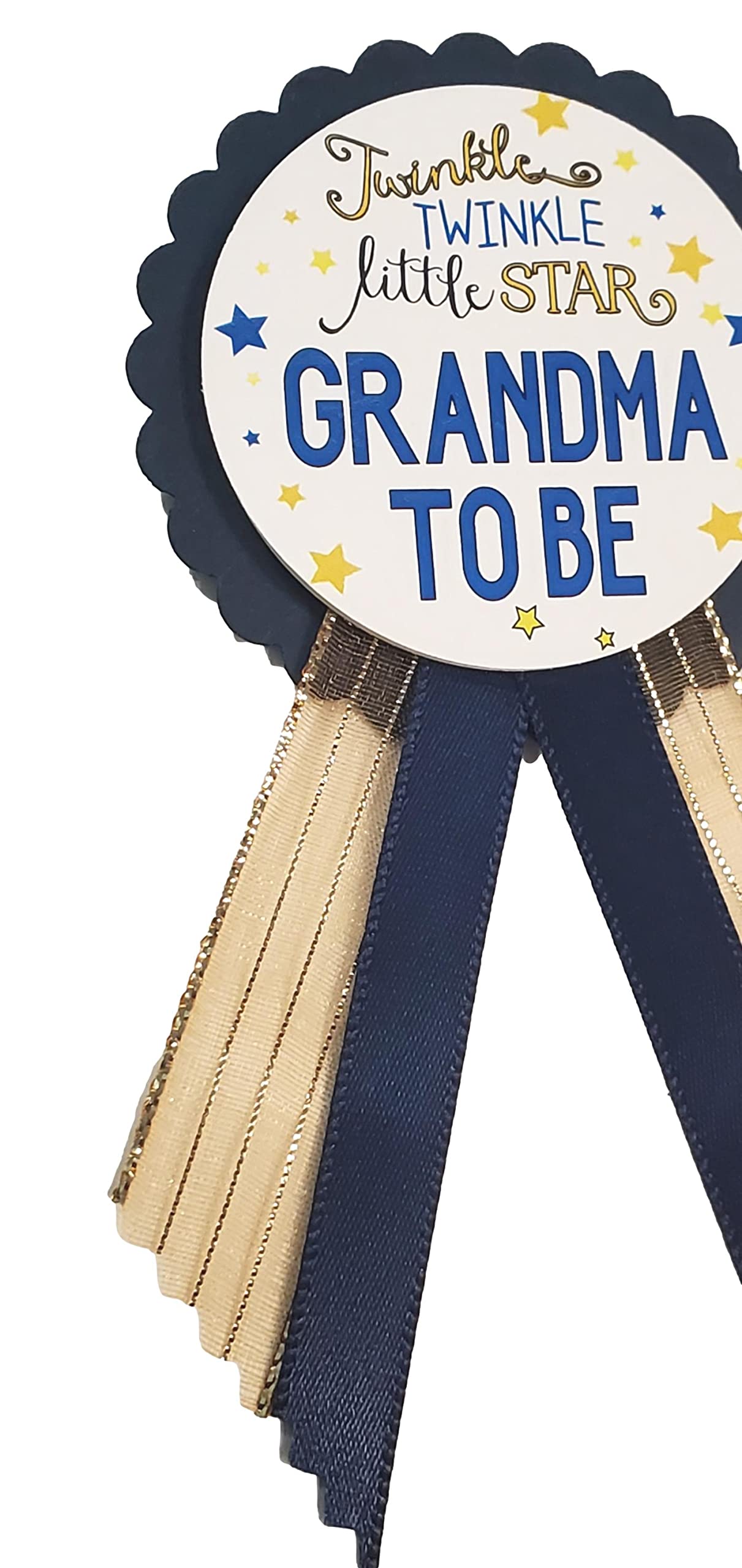 Grandma to Be Pin Twinkle Little Star Baby Shower Pin para Nona to use, azul marino y dorado, es una niña, es un niño Baby Sprinkle