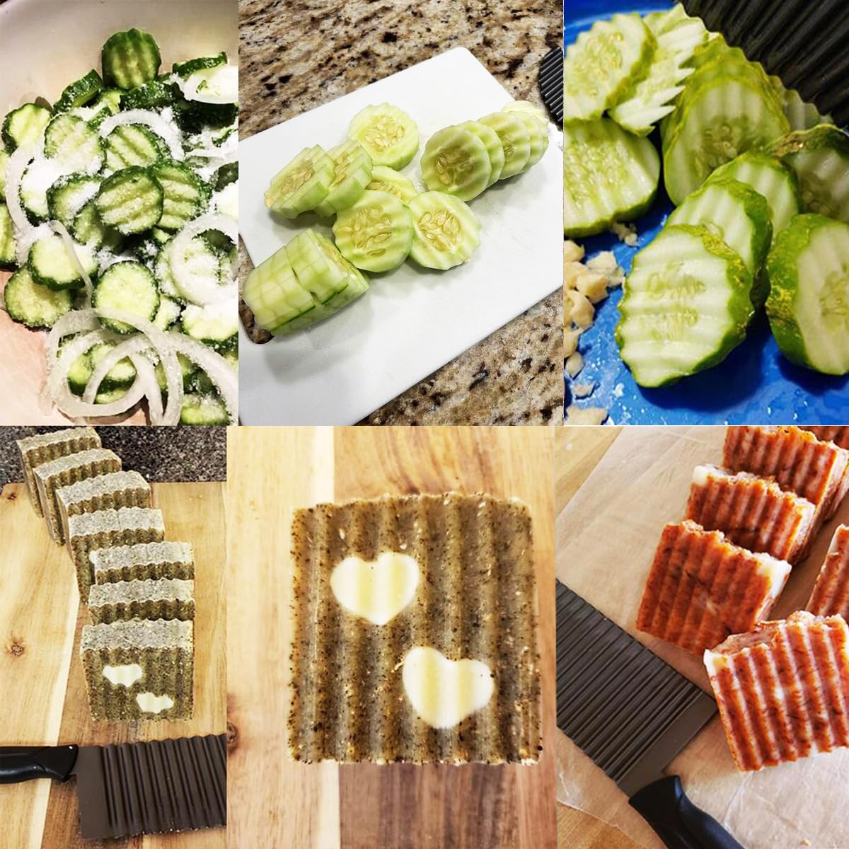 Cortador de Patatas SHengwin Acero Inoxidable Cuchillo Ondulado para Verduras y Frutas