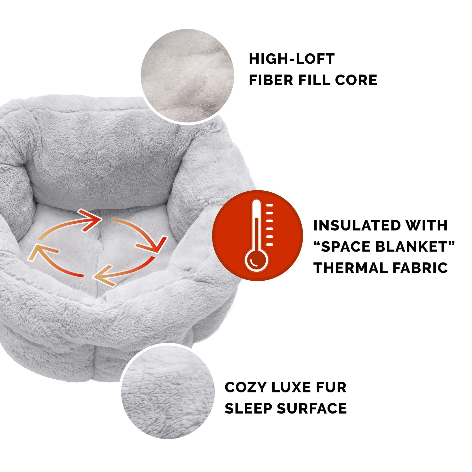 Furhaven 23" Round Medium Dog Bed Hi Lo Self-Warming Luxury Plush Faux Fur Cuddler, Washable - Gray, Medium