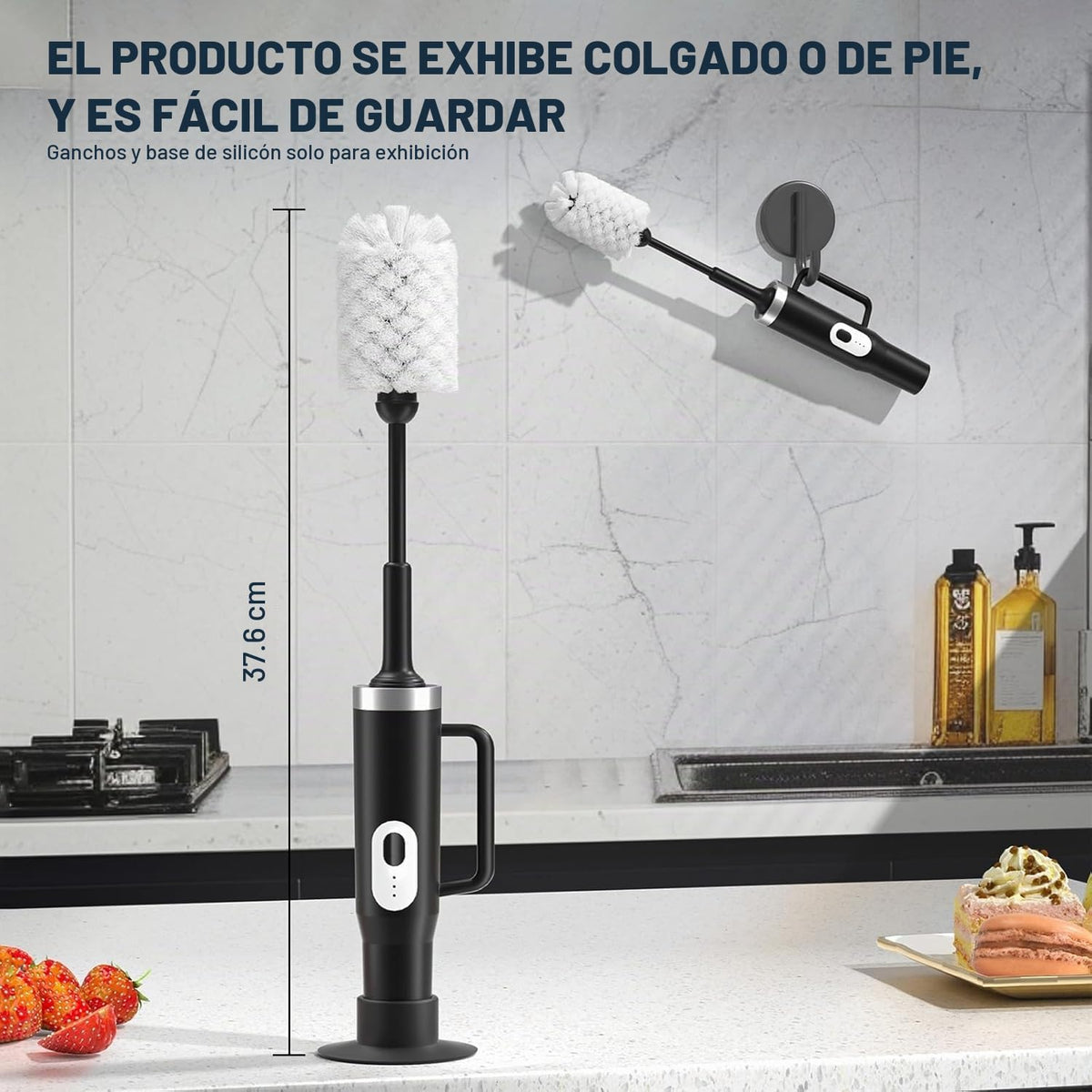 Keoshiga Limpiador de botellas eléctrico 5 en 1, compatible con Stanley, cepillo para botellas, limpiador de pajitas, multifunción, recargable, resistente al agua IPX6, diseño extra largo para Stanley