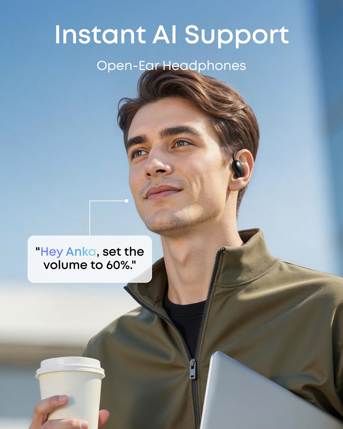 Audífonos Abiertos Soundcore Anker Negro AeroFit 2 con IA