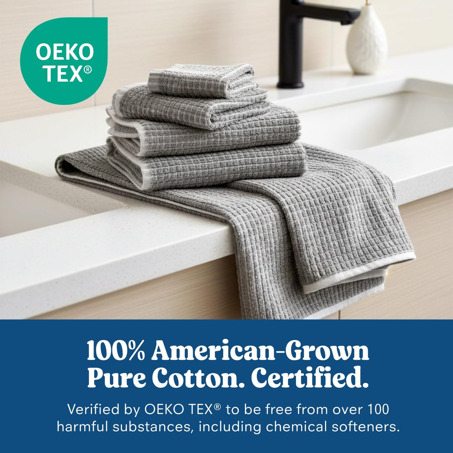 ONSEN - Juego de 4 toallas faciales de felpa de algodón ultrasuave, suaves y de secado rápido, 100% algodón, certificado Oeko-TEX – gris niebla