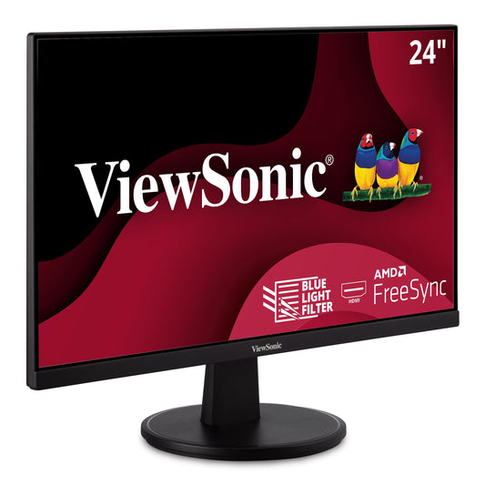 Monitor Viewsonic VA2447-MH 24 Pulgadas Full HD 1080p Bisel Ultrafino Sincronización Adaptativa Cuidado Ocular HDMI y VGA para el Hogar y Oficina