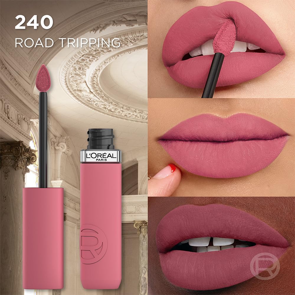 L'Oréal Paris, Infallible Le Matte Resistance, Labial Líquido Mate Larga Duración 16hr, Color Intenso con Ácido Hialurónico, Tono Roadtripping 240, 5ml