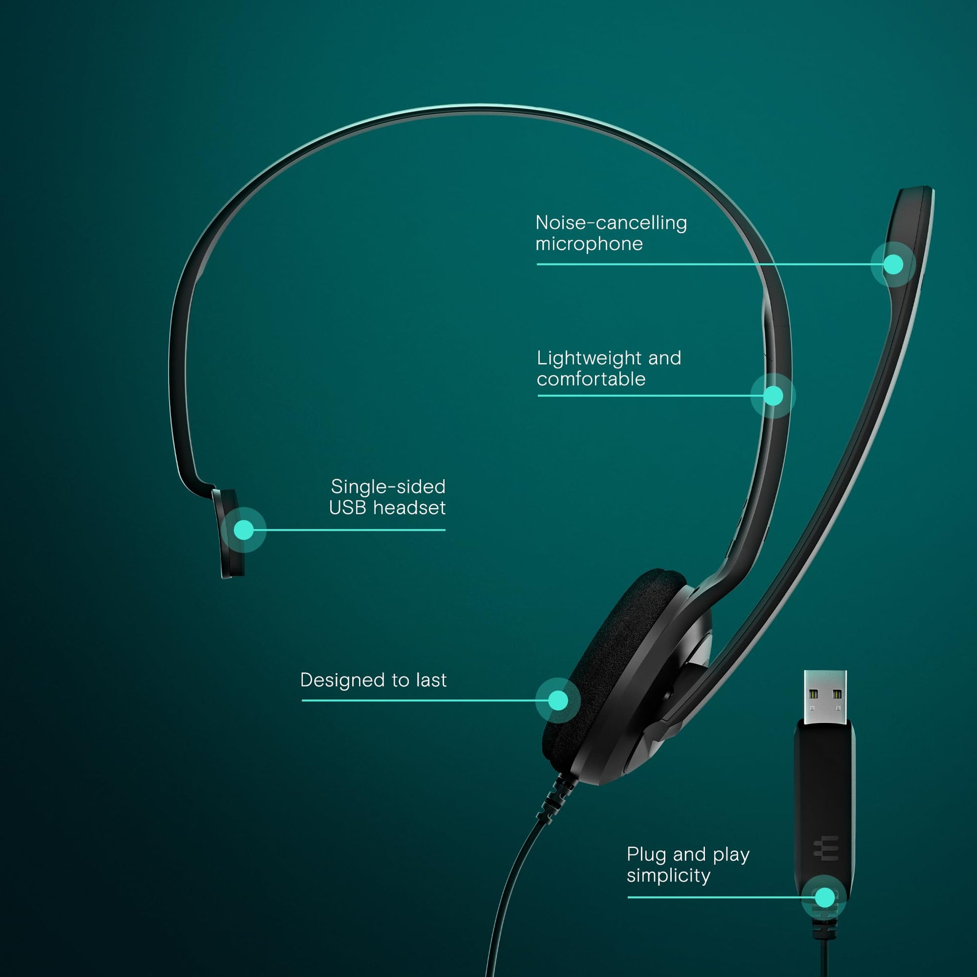 Auriculares Mono USB Sennheiser PC 7 para PC y MAC