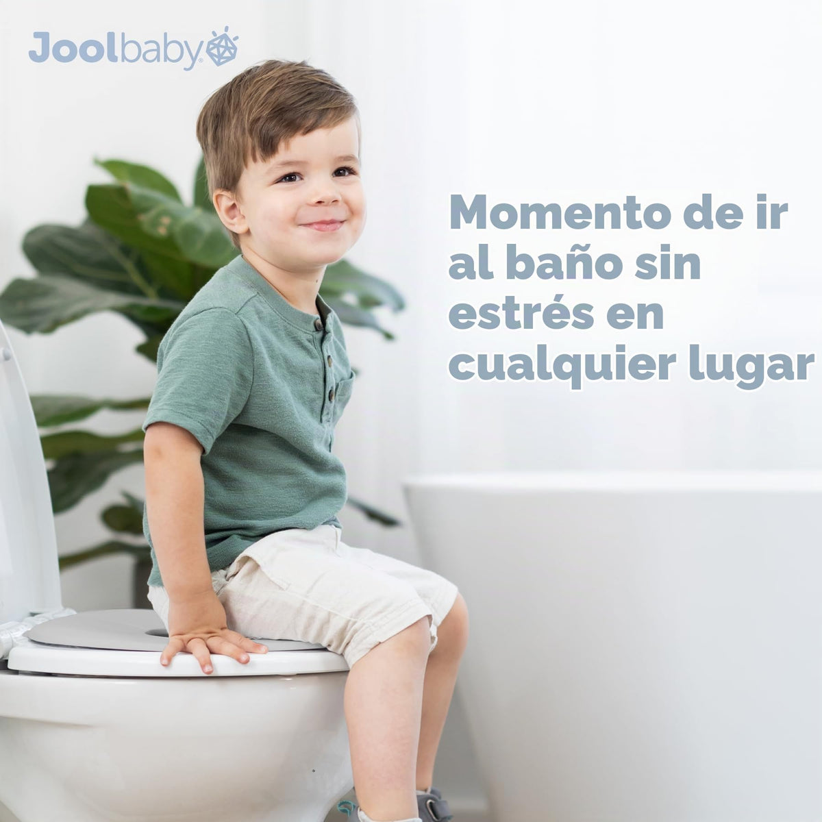 Jool - Asiento plegable para entrenamiento de viaje para niños pequeños, se adapta a inodoros redondos y ovalados, ventosas antideslizantes, incluye bolsa de viaje (gris)