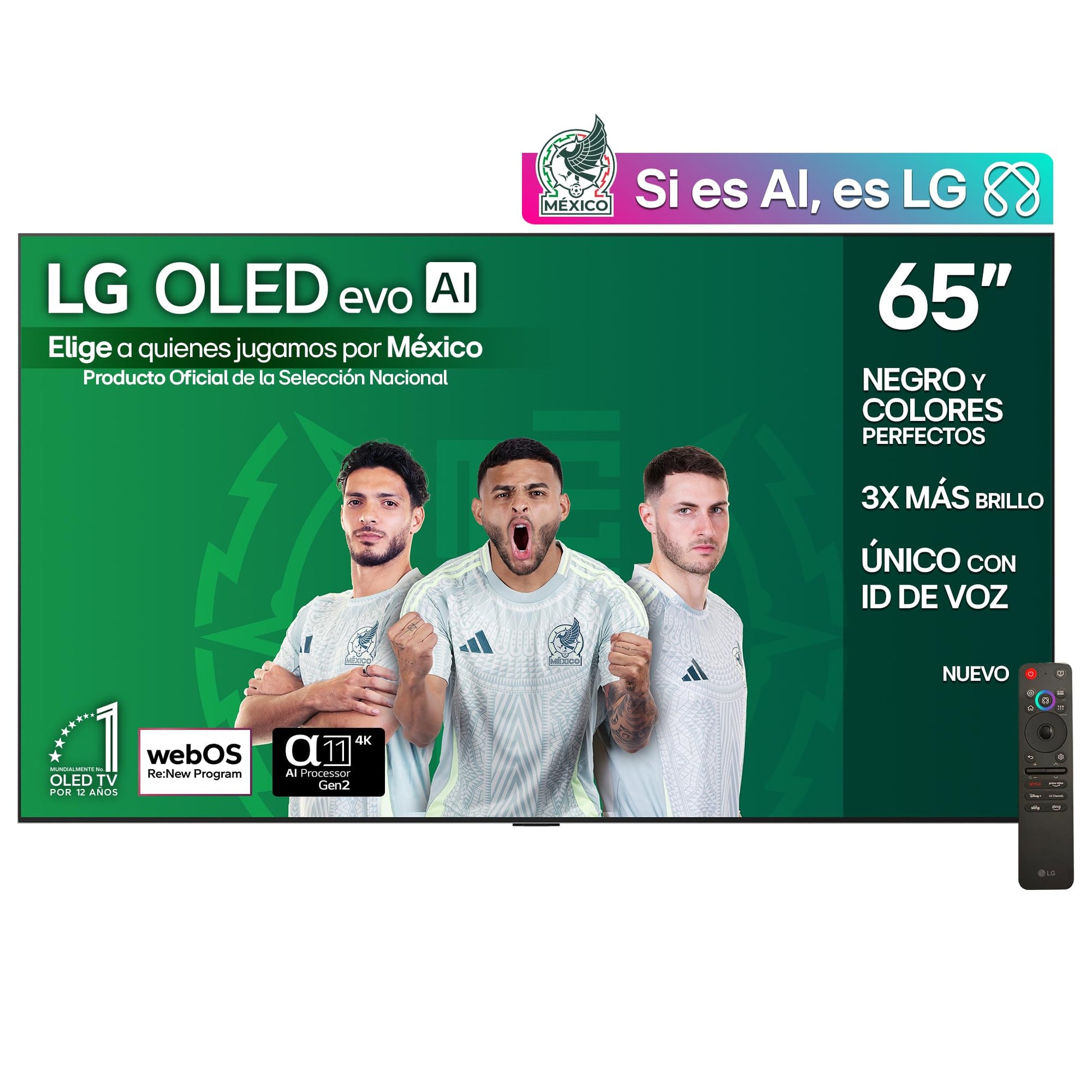 LG Pantalla 65 Pulgadas OLED EVO AI G5 4K Smart TV webOS 2025 OLED65G5PSA|Sistema Operativo webOS | Identificación de Voz AI | 120Hz | Dolby Atmos & Dolby Vision Channels | G-Sync & FreeSync
