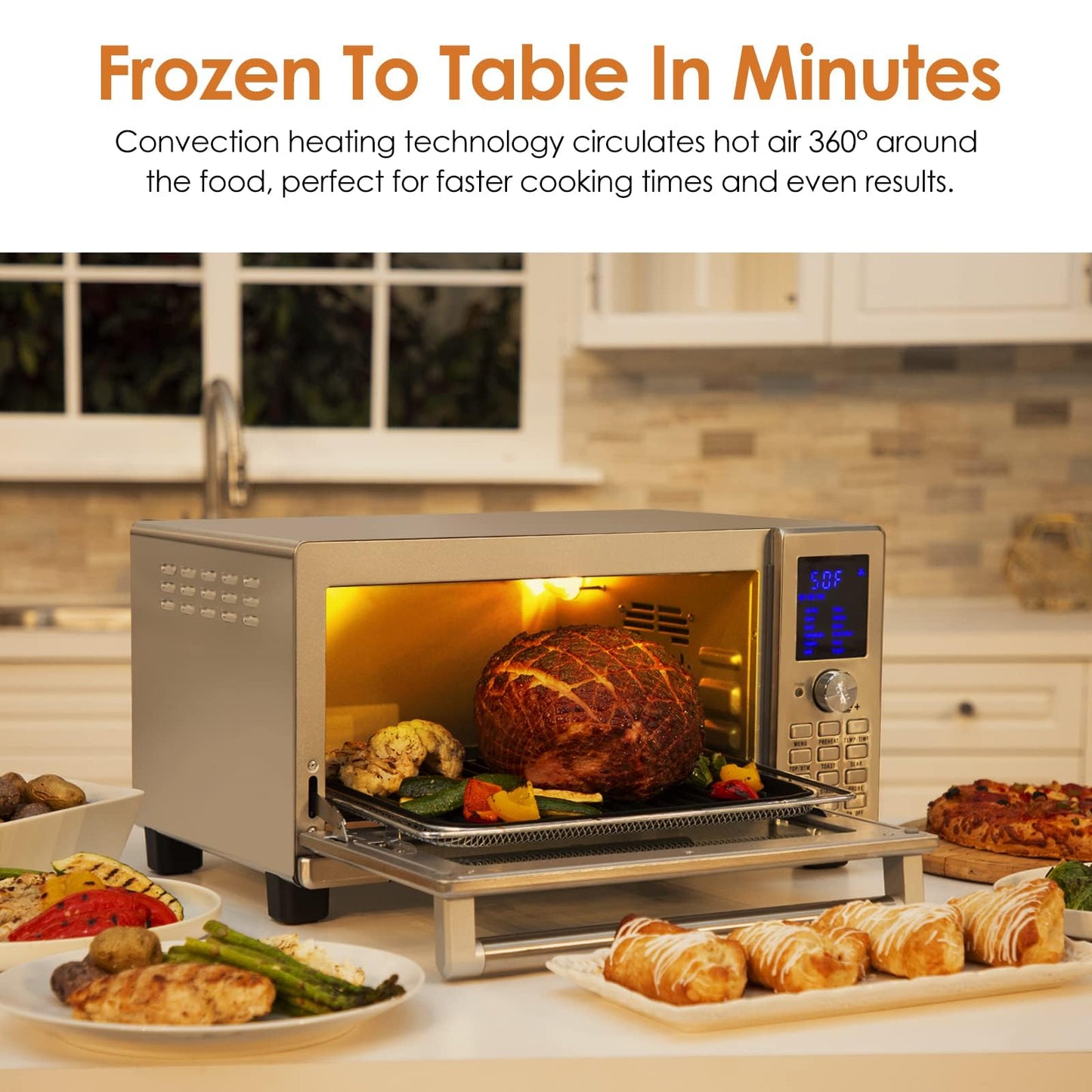 Nuwave Bravo XL Air Fryer Toaster Smart Oven,12-in-1 Countertop Grill/Griddle Combo,30-Qt XL Capacity,50F-500F adjustable in precise 5F increments. Integrated Smart Thermometer,Linear T Technology
