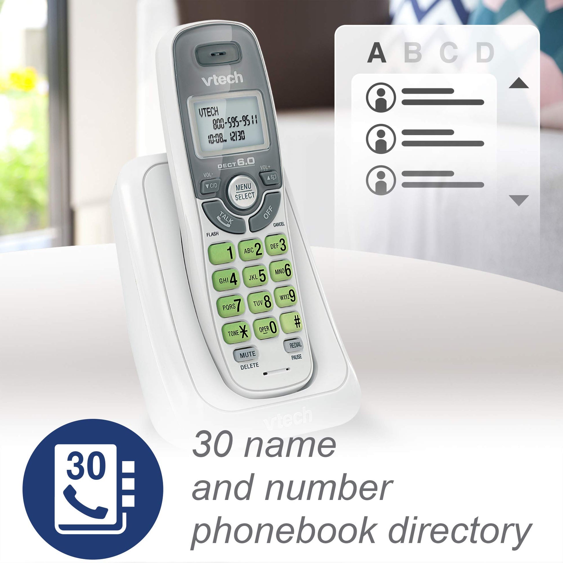 Telefono Inalambrico Vtech Detec 6.0 Digital Cs6114 Blanco