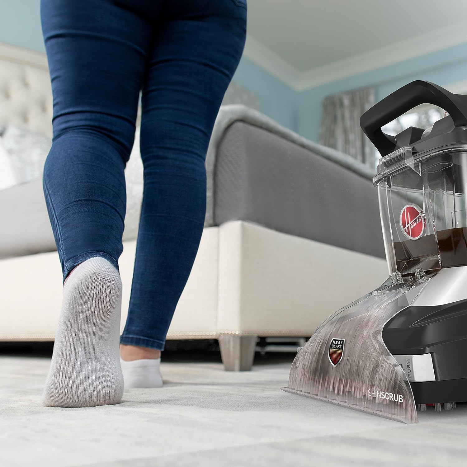 Hoover PowerScrub XL - Máquina limpiadora de alfombras para alfombras y tapicería, máquina de limpieza profunda con herramientas multiusos, succión potente, combina con solución de limpieza de