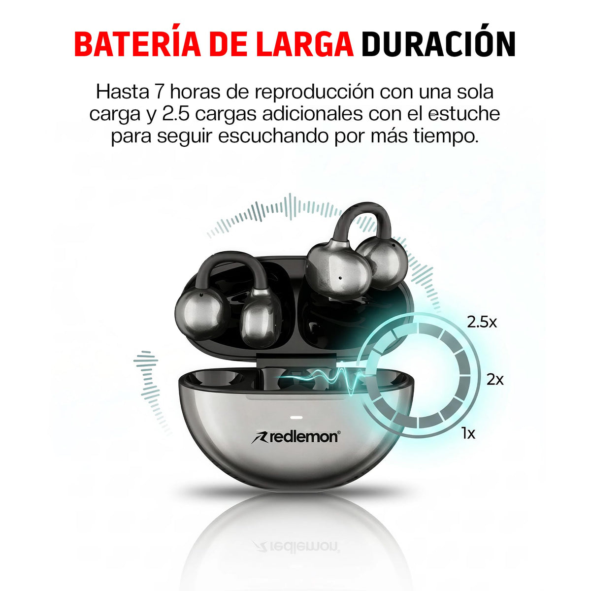 Audífonos Inalámbricos Redlemon Clip Azul Bluetooth 6.0 Deportivos