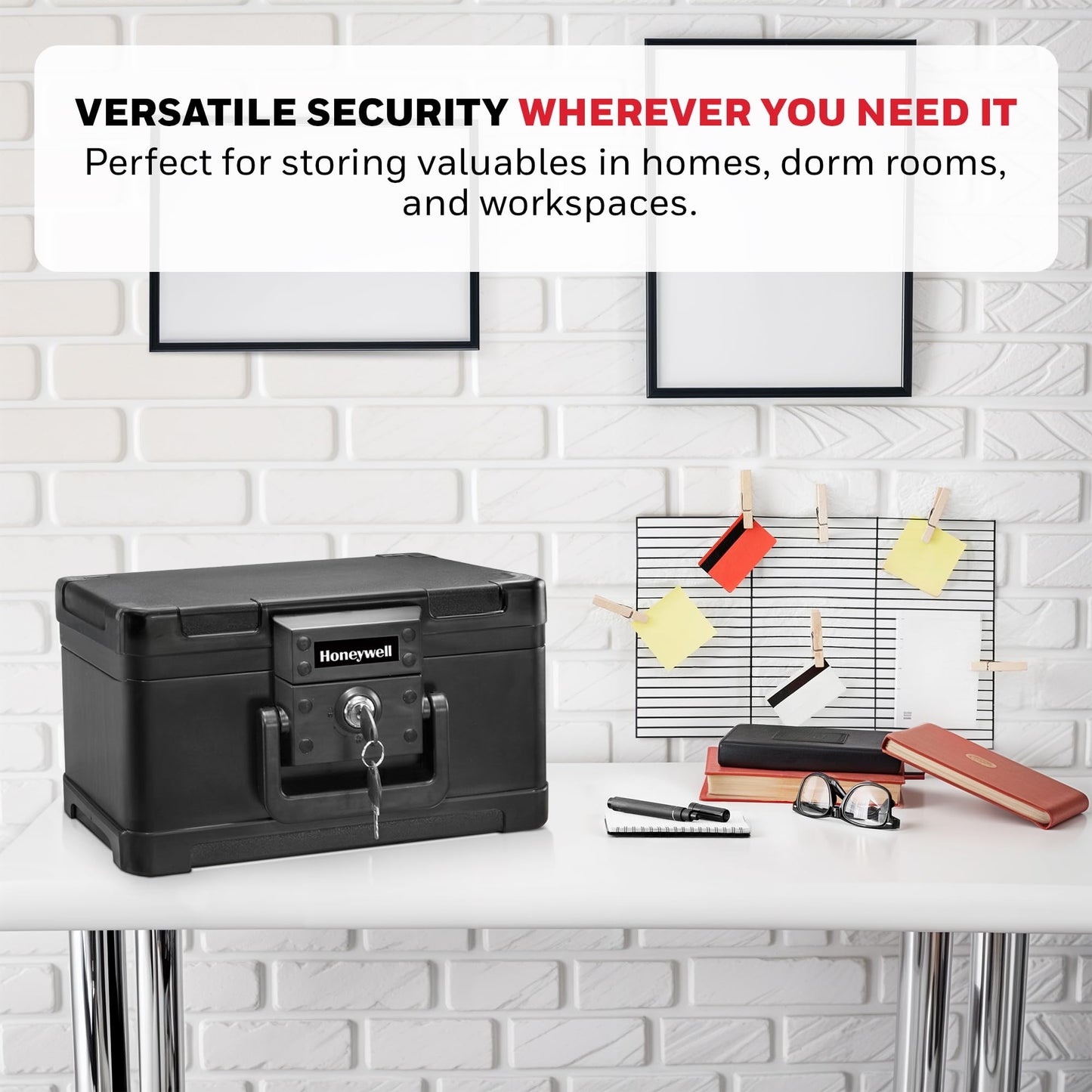 Honeywell Safes & Door Locks – Caja de seguridad pequeña para el hogar – Resistente al fuego seguro para sobres #10, flash USB, plástico ABS fuerte, documento, seguro para dinero con sistema de
