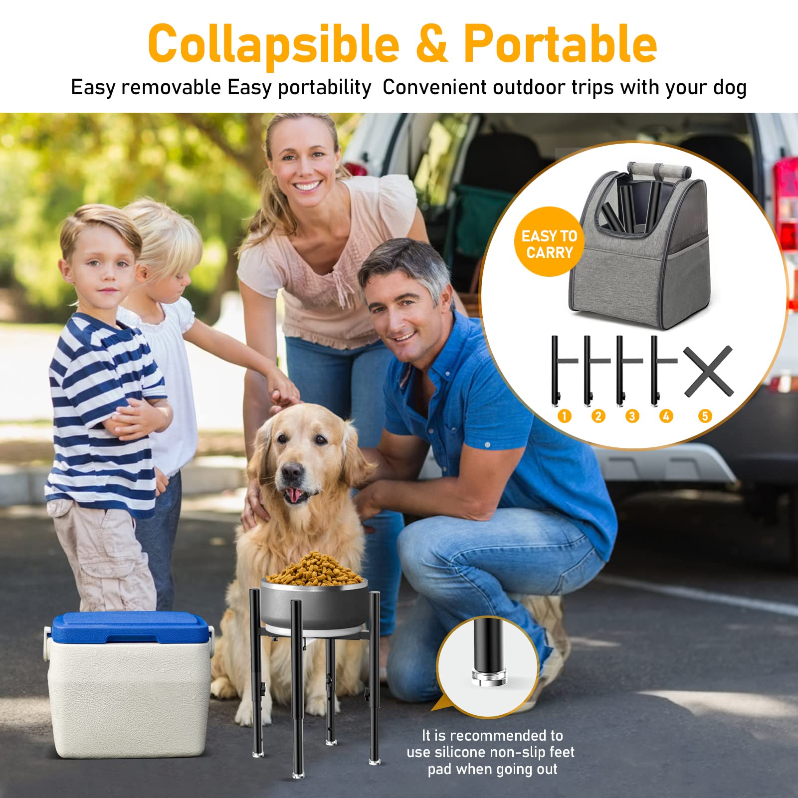 SYBECHATF Soporte elevado ajustable para cuencos para perros, se adapta a cuencos de 6 a 11 pulgadas, 4 ajustes de altura Soporte para alimentador de agua elevado para perros elevado, para perros