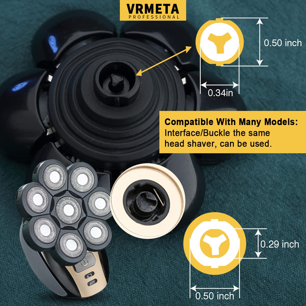 VRMETA- Cabezales de repuesto para afeitadora de cabeza, cuchillas flotantes, afeitadora eléctrica de acero inoxidable afilada 8D para hombres