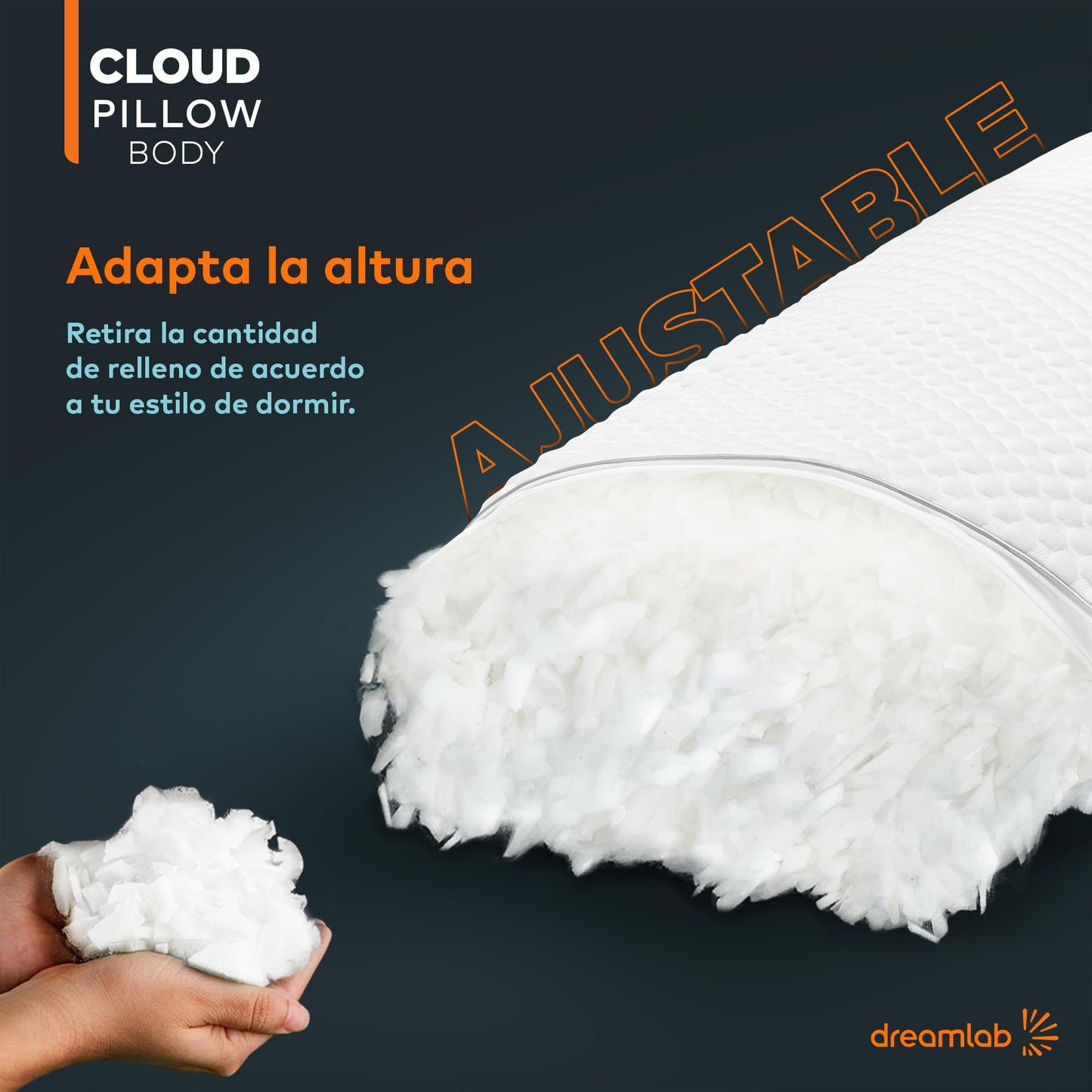 Almohada Corporal Dreamlab Bambú Altura Ajustable y Memory Foam Hipoalergénica
