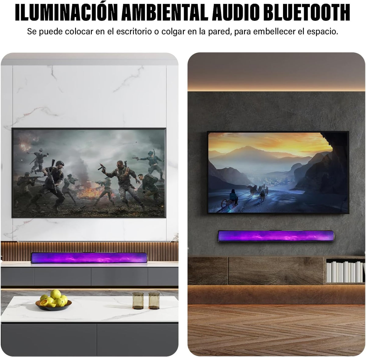 Barra de Sonido AEK CYBER Negra con Panel led y Bocina Bluetooth