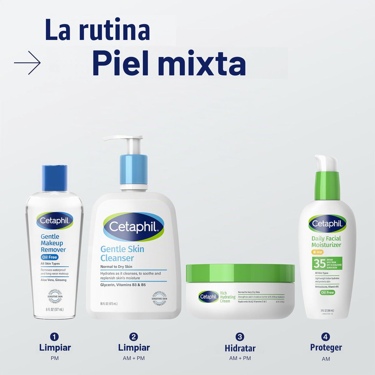 Cetaphil suave desmaquillante impermeable, 6.0 onzas líquidas