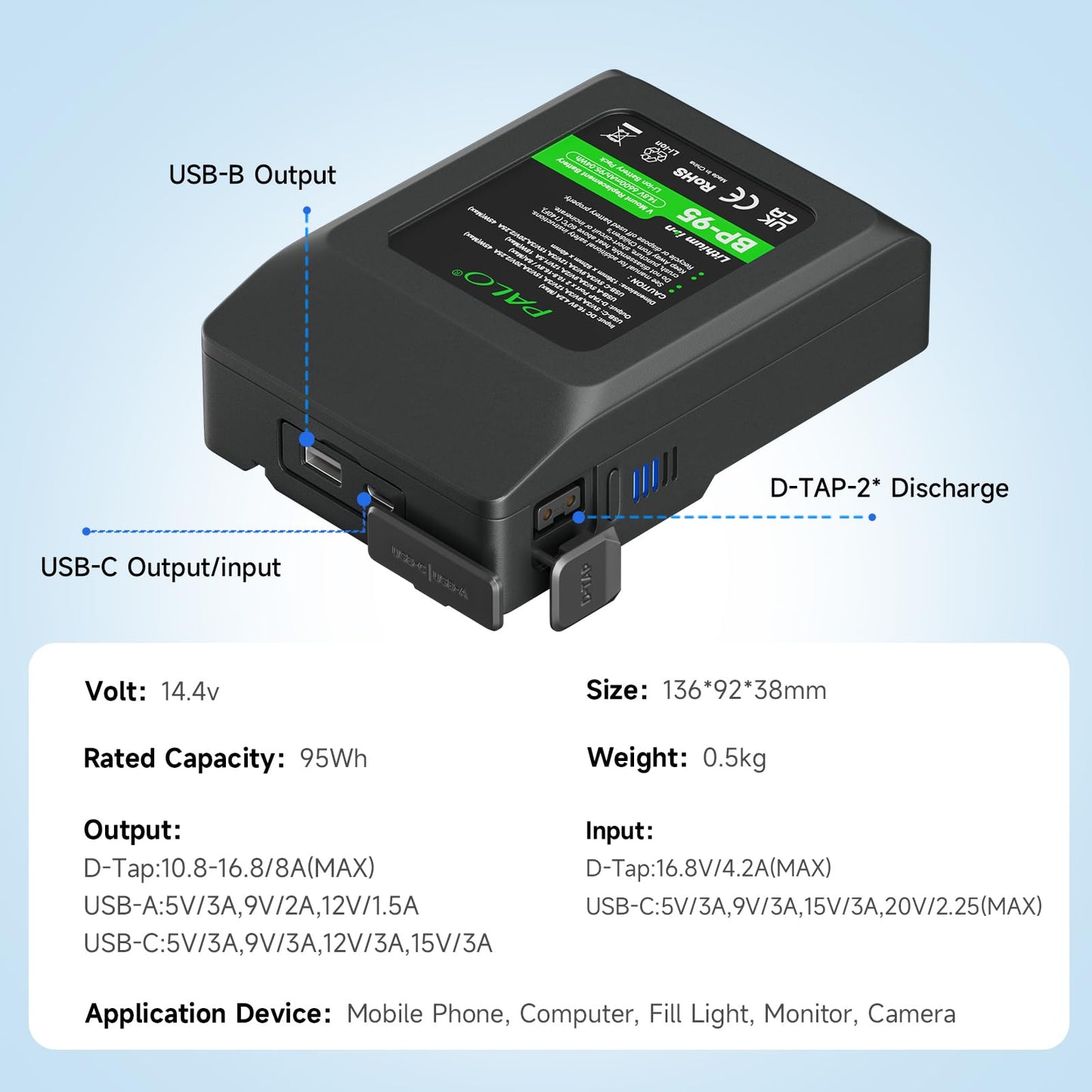 Baterías de Montaje en V Recargables Li-Ion Compatibles con Sony HDCAM XDCAM para Videocámara de Transmisión