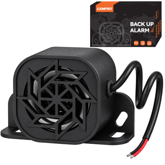 Alarma de Respaldo GAMPRO 830 Negra de 110 dB Impermeable y a Prueba de Polvo para Camión, Furgoneta y Coche