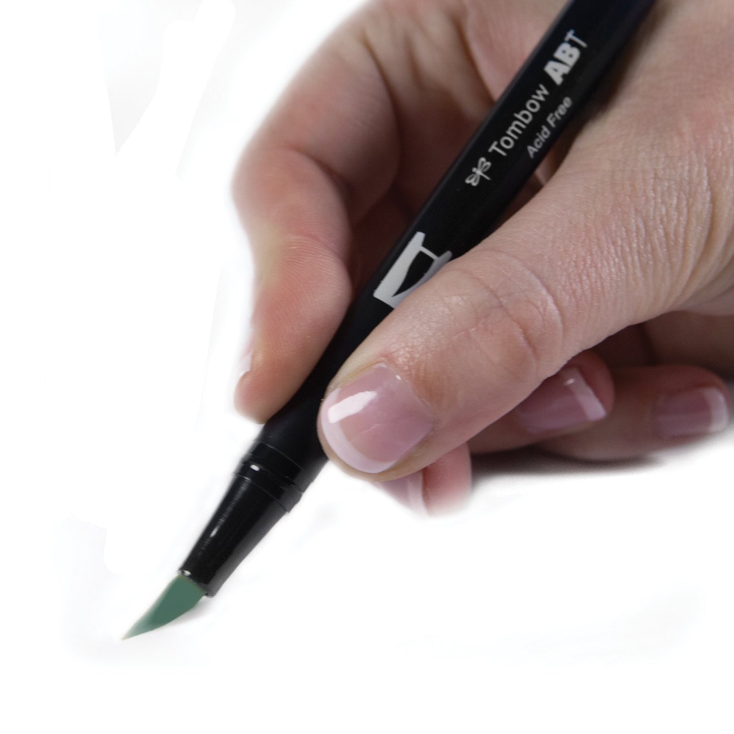 Marcador Doble Tombow Gris Verde con Punta de Brocha