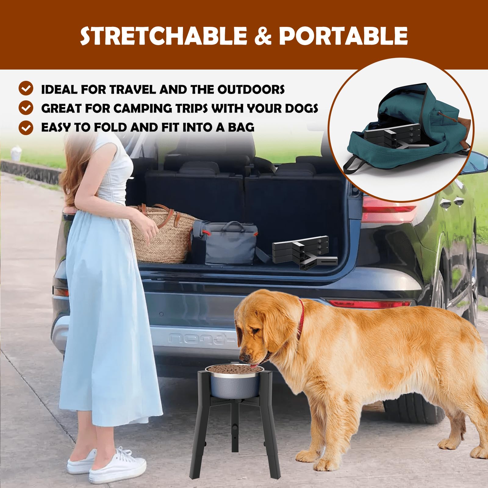 Soporte para Cuencos TIDANT Negro Ajustable para Perros Grandes