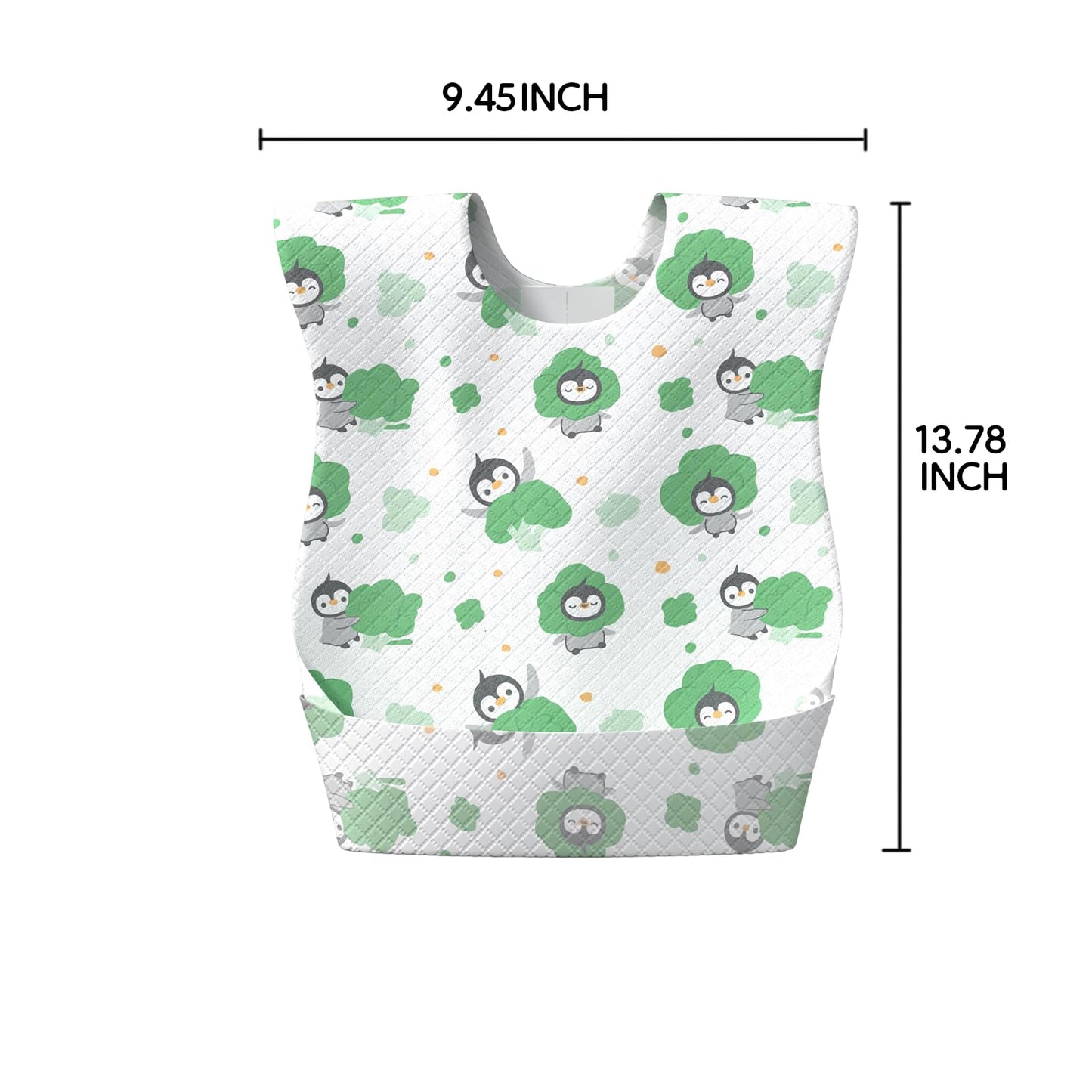 Onceplan Baberos desechables de alimentación, paquete individual de 24 para bebés y niños, pestañas adhesivas ajustables, baberos de 13.78 x 9.45 pulgadas para comer (【24 piezas) Oliver y melocotón)