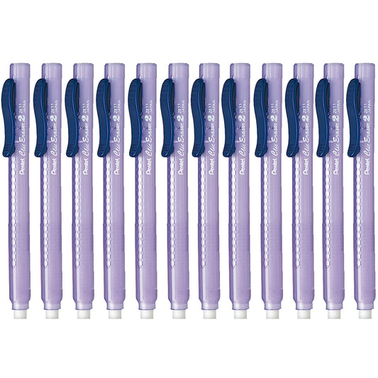 Borrador Tipo Lápiz Pentel Transparente Clic Eraser Azul