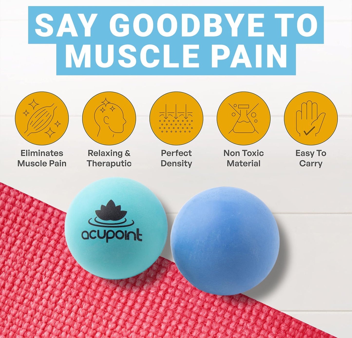 Juego de Bolas de Lacrosse Acupoint Negro para Masaje Terapéutico y Yoga