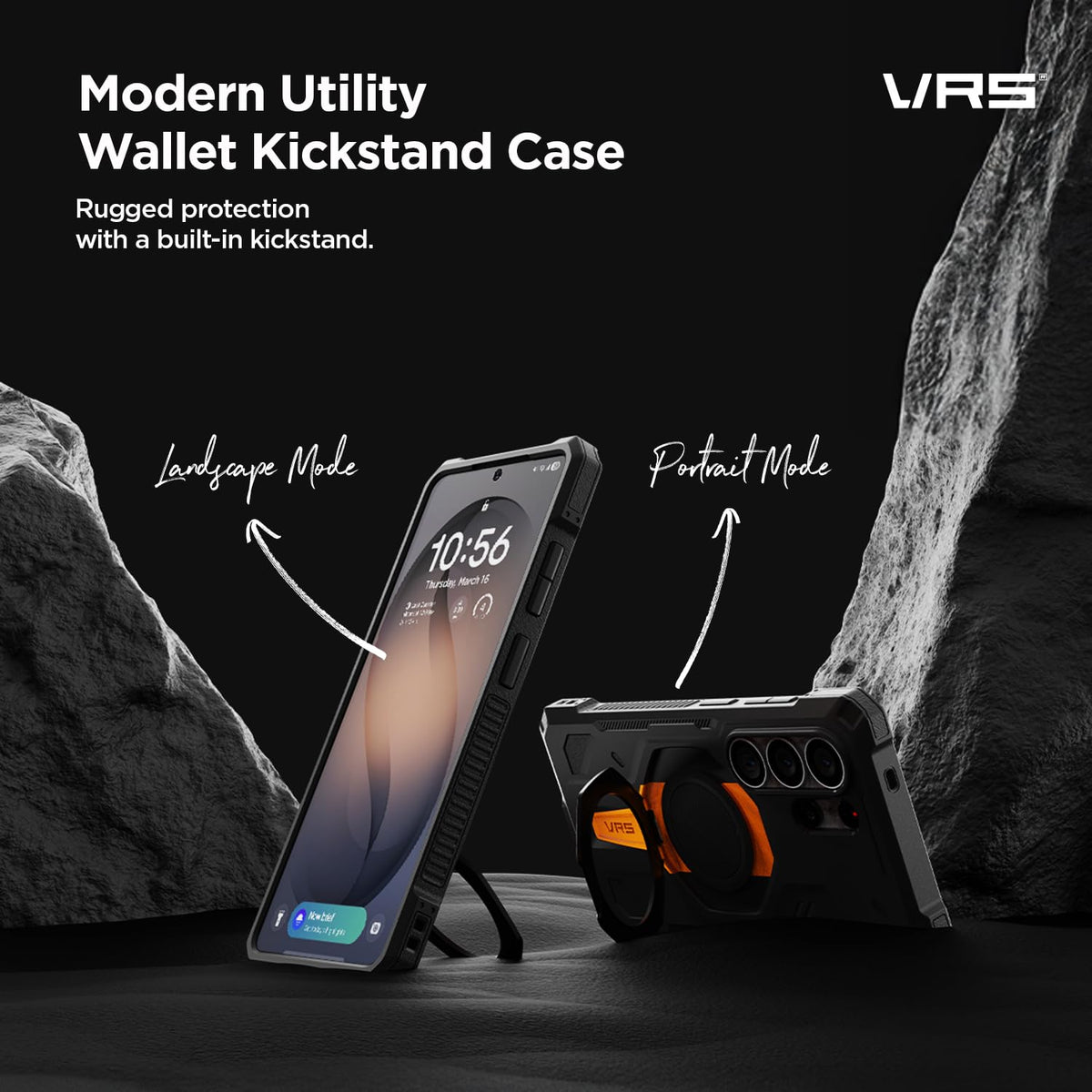 Funda Protectora VRS DESIGN Negro Digital Resistente a Golpes con Soporte de Anillo Magnético para Samsung Galaxy S26 Ultra