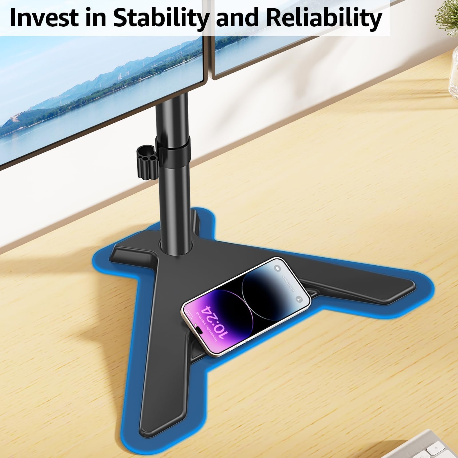 Soporte de Computadora MOUNTUP Negro Ajustable para Monitor VESA 2 Pantallas 27 Pulgadas