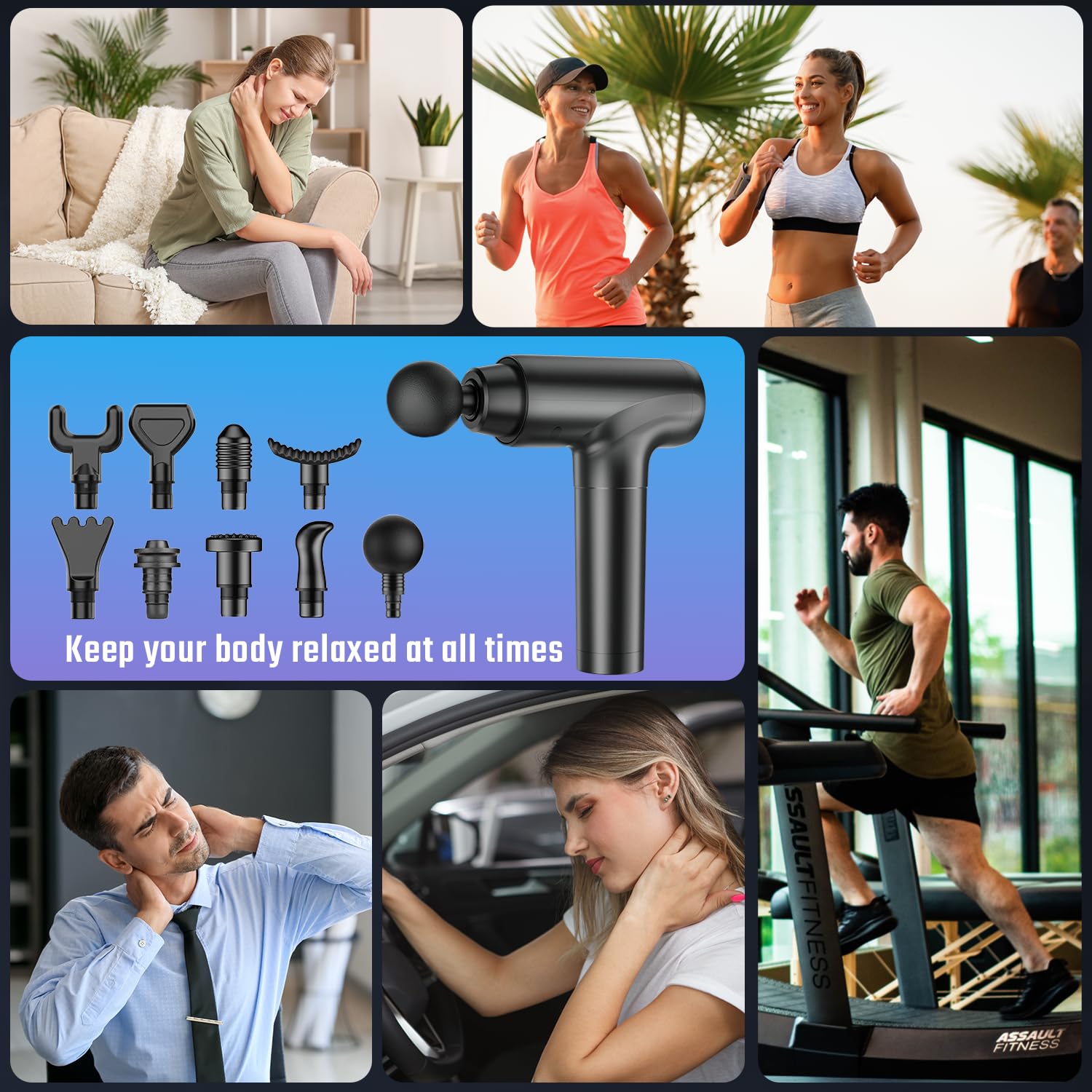 Pistola De Masaje Masajeador De Espalda Pistola Masajeadora Muscular,Massage Gun Con Pantalla Táctil LED, Masajeadors Profesional Mudo De Tejido Muscular Profundo, 20 Velocidades Ajustables Para Cuello y Hombros