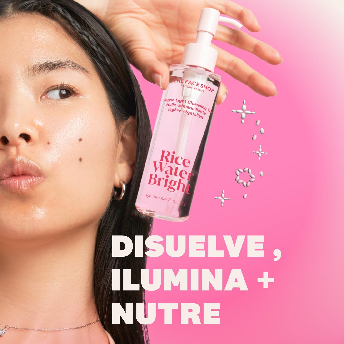 The Face Shop Rice Water Bright - Aceite Limpiador Facial con Agua de Arroz y Jojoba 150 ml | Skincare Coreano Iluminador | Desmaquillante Nutritivo, Limpieza Profunda sin Sensación Grasosa | Fórmula Vegana