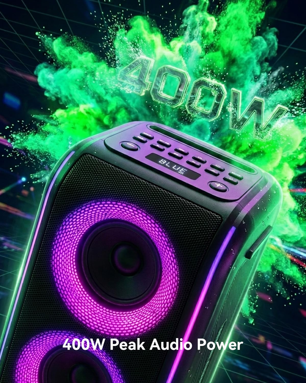 Máquina Karaoke GKD62 Azul Potente con Altavoz Bluetooth Portátil y Micrófonos para Adultos/Niños