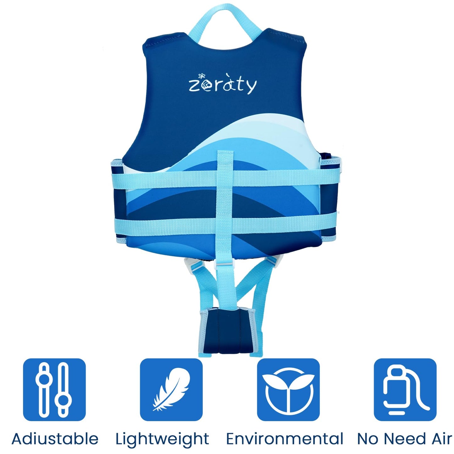 Chaleco de Natación Zeraty Neopreno Azul con Correas de Seguridad Ajustables para Niños y Niñas