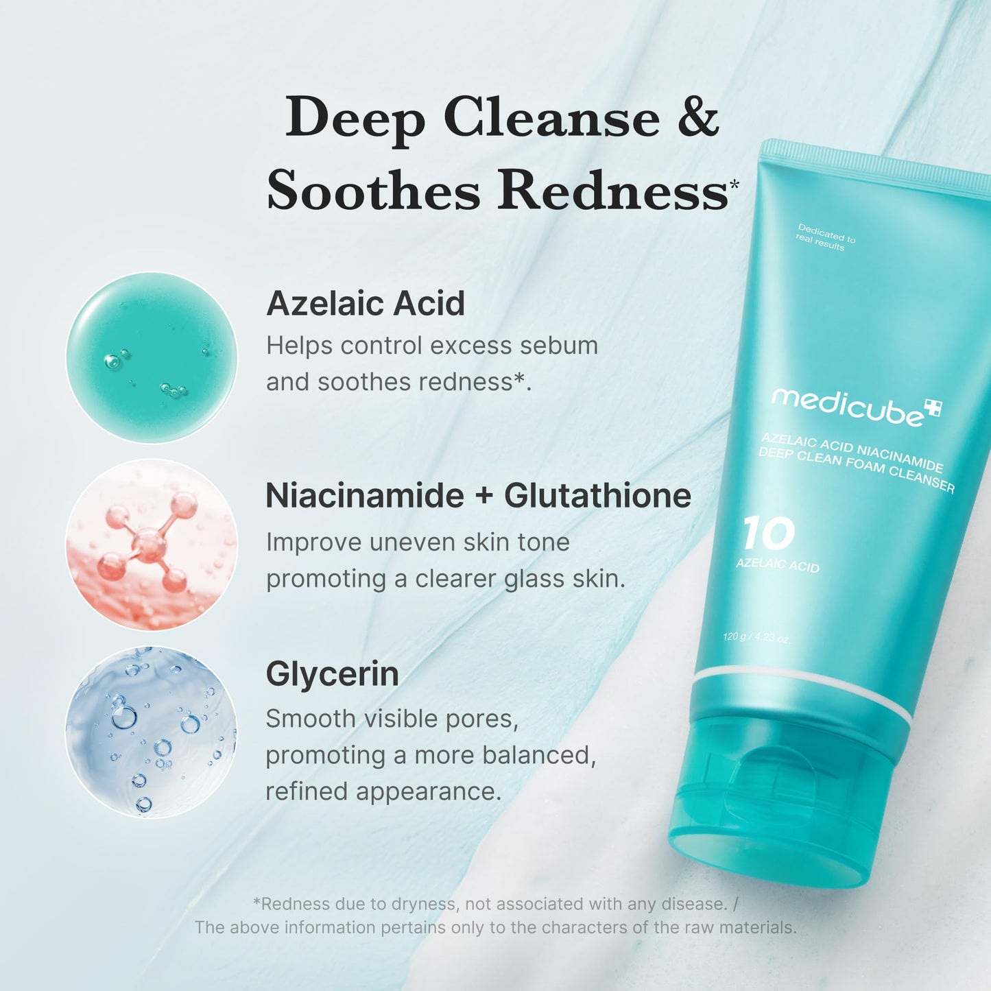 medicube Facial Cleanser Azelaic Acid Whip Cleanser | Soothing Cleansing Foam for Troubled Skin | Ideal for use after spot care, Excess Sebum Control | Niacinamide, Glycerin | Korean Skincare, 4.23 oz