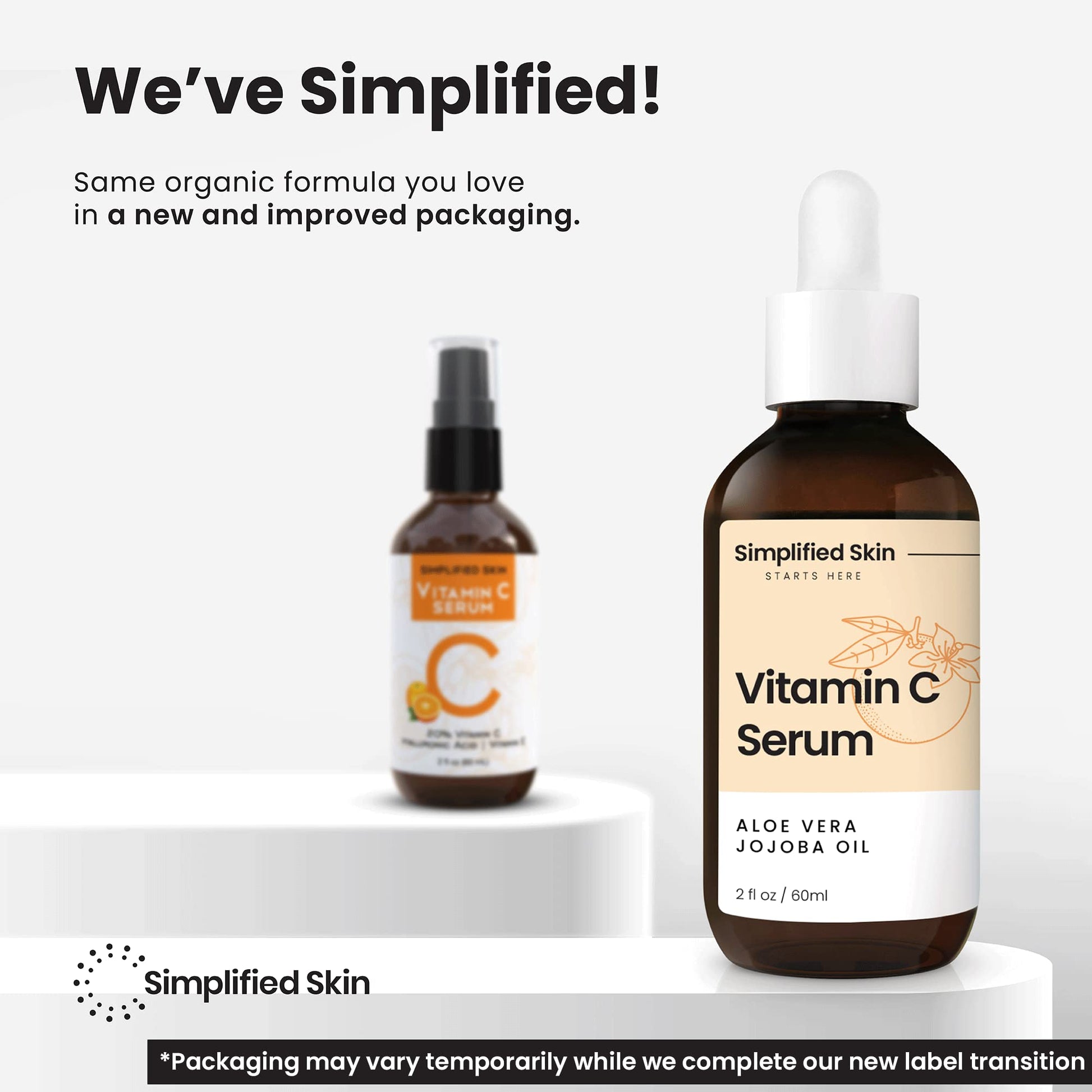 Sérum de vitamina C 20% para cara y ojos (2 onzas), tratamiento antienvejecimiento, arrugas, acné y manchas oscuras con ácido hialurónico y suero facial antioxidante de Simplified Skin