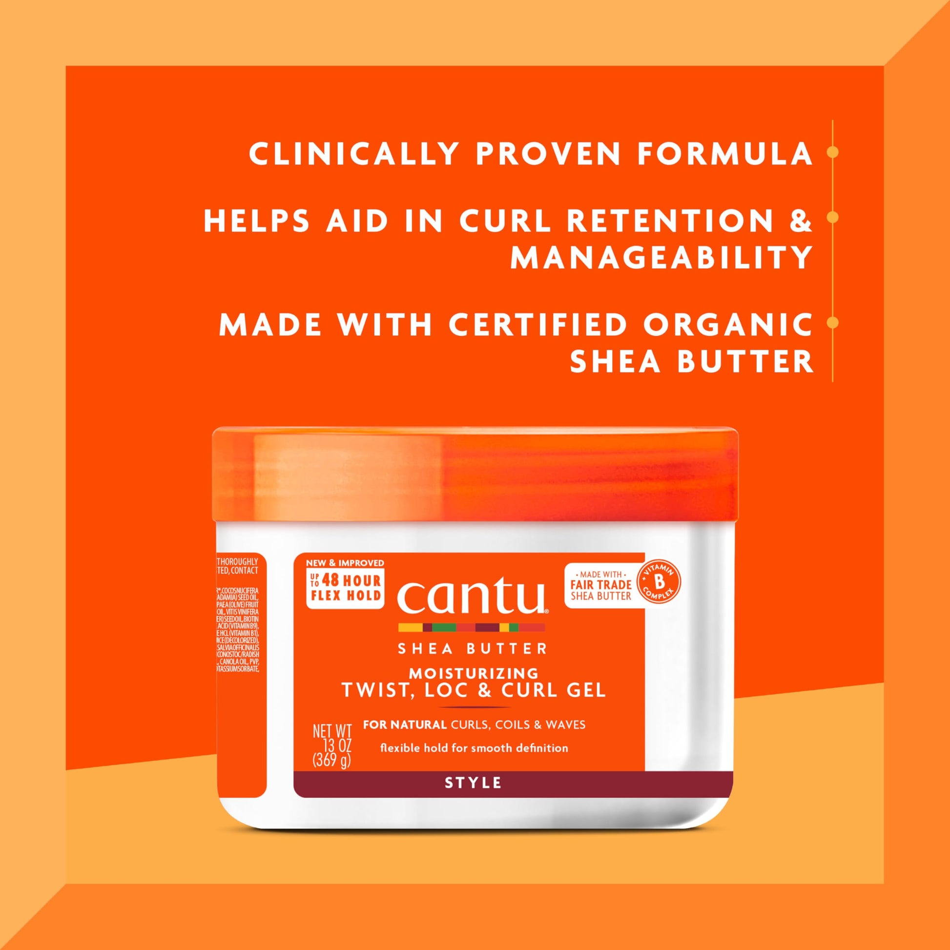 CANTU - Gel hidratante Twist & Lock de manteca de karité para cabello natural, 13 onzas, 1 unidad