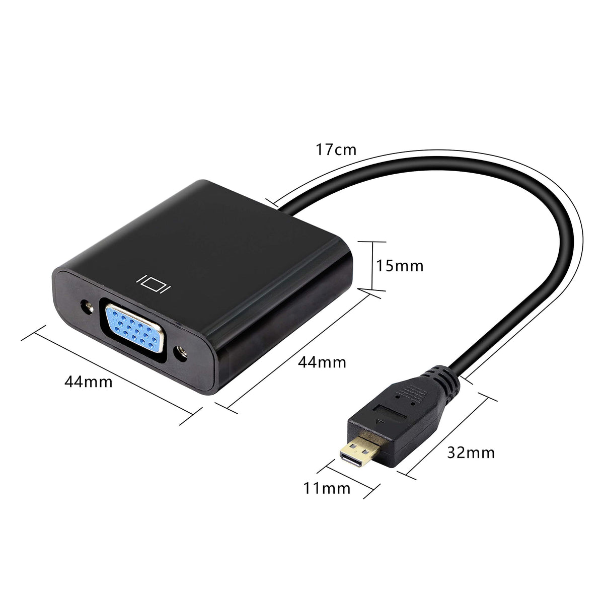 Adaptador de Audio Micro HDMI a VGA 1080p Full HD XMSJSIY para monitores y proyectores
