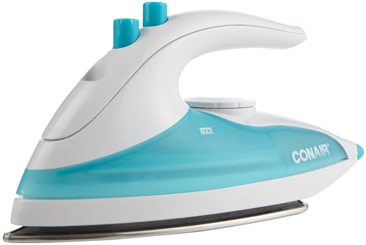 Conair DPP143 Dry & Steam iron Stainless Steel soleplate 800W Turquesa, Color blanco - Plancha (Plancha vapor-seco, Suela de acero inoxidable, 2.4 m, Turquesa, Blanco, 800 W)