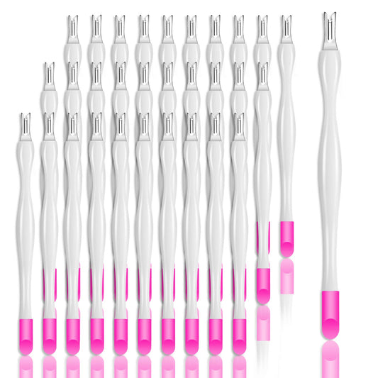 Allstarry 30 piezas removedor de cutículas de uñas, mango de plástico, limpiador de uñas, doble cabeza, piel muerta, cutículas, cuchillo, tenedor, herramientas de arte para niñas, mujeres y hombres, color blanco