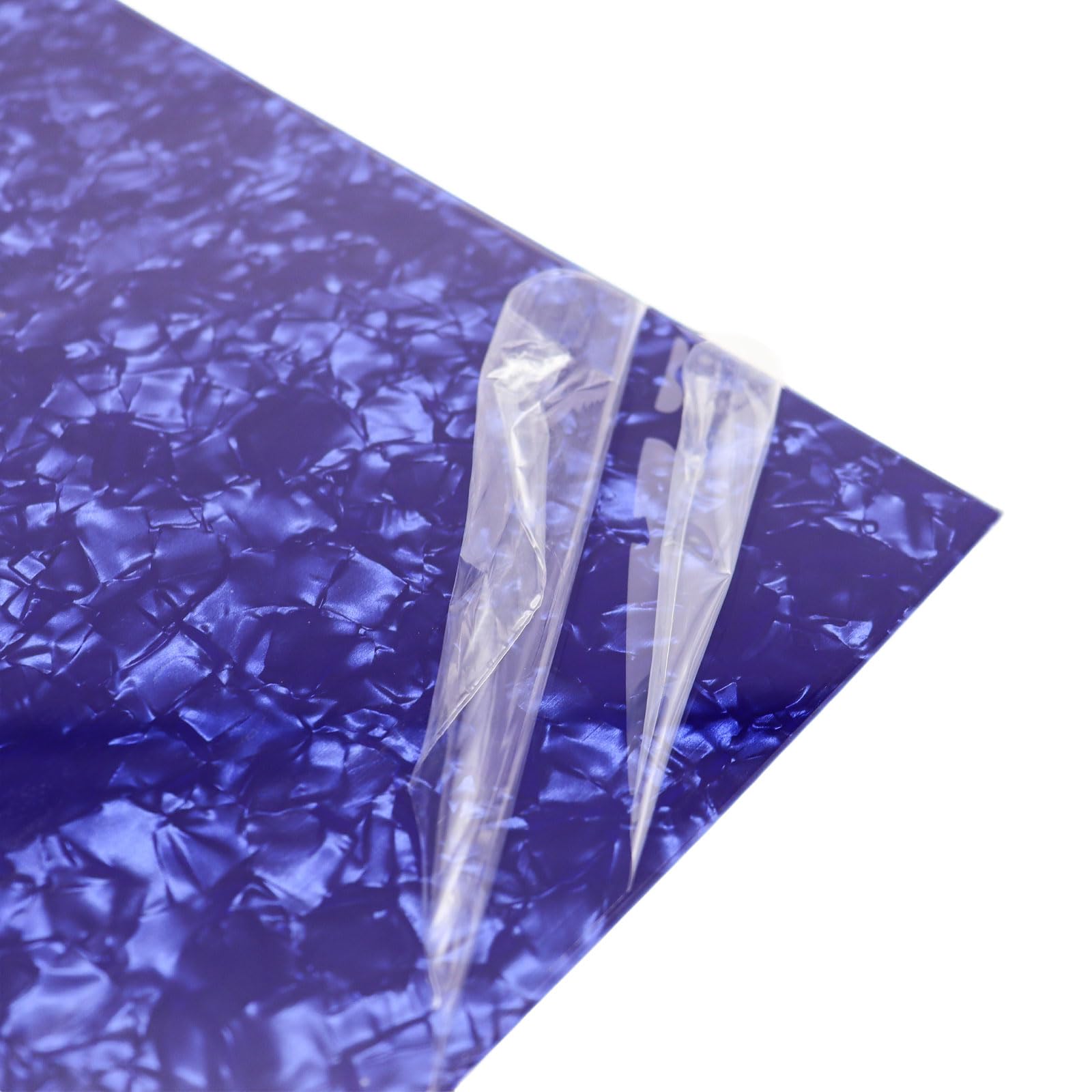 Golpeador de guitarra de 3 capas, material de 24 x 31 bricolaje, protector de púas en blanco, hoja de placa para rayar Strat Tele, guitarra eléctrica, jazz, bajo de precisión (perla azul)