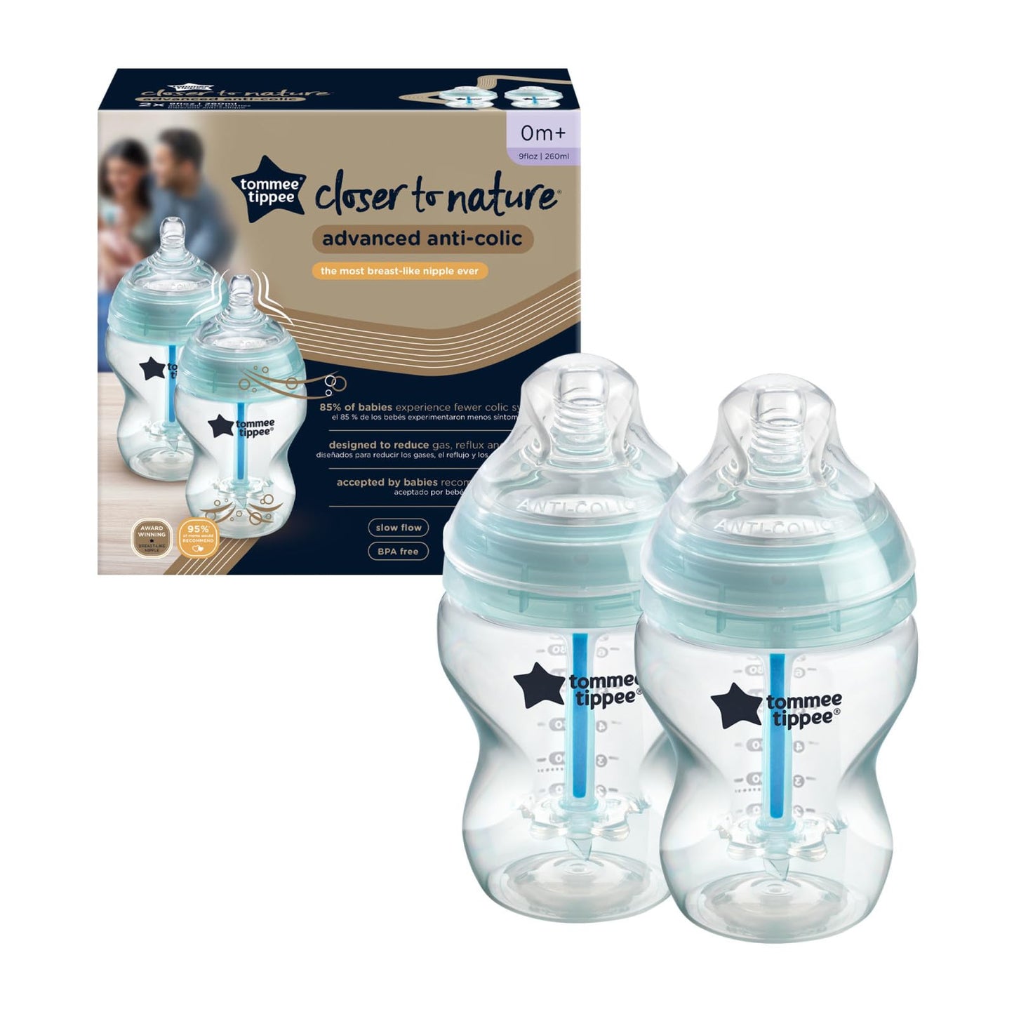 Biberón Tommee Tippee Colores Aleatorios para Barriguitas Sensibles