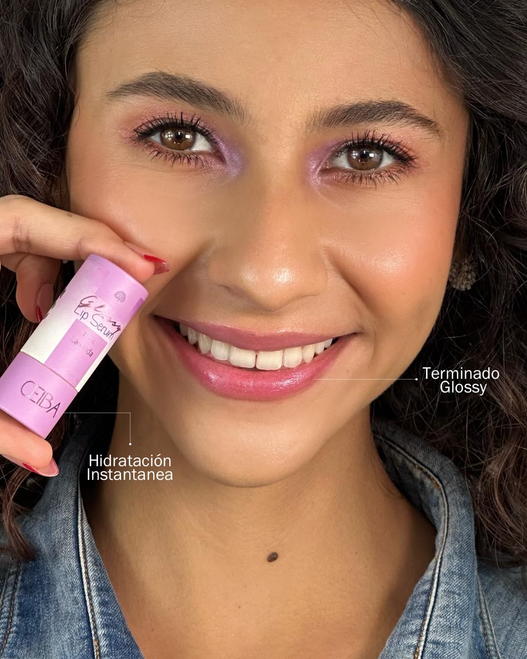 Glossy Lip Serum CEIBA Pink Lavanda con Ácido Hialurónico y Escualeno Vegetal