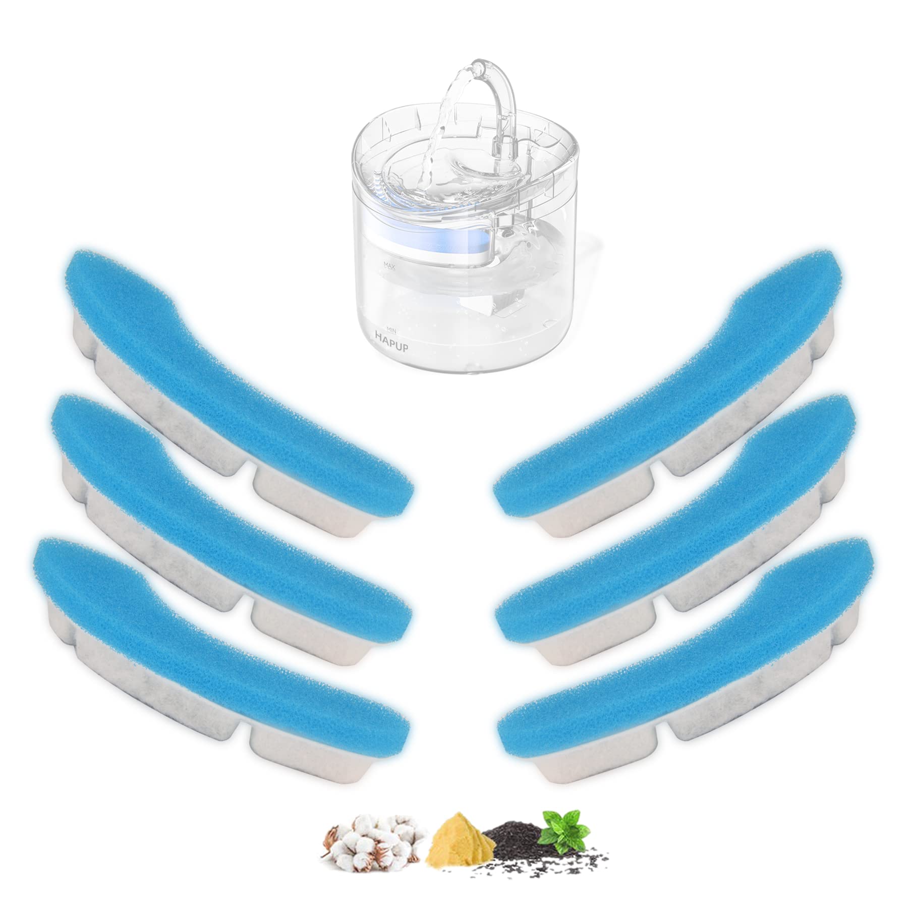 Filtro de fuente de agua para gatos de repuesto, filtro de fuente de gato en forma de arco, seguro, lavable, filtros de fuente de agua de animales con 4 sistemas de filtración para Dog Kitty Spout Cat